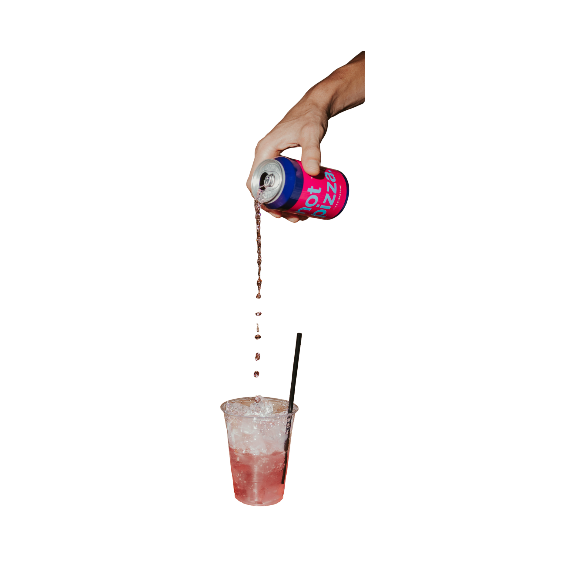 Hand pouring a not pizza can into a cup